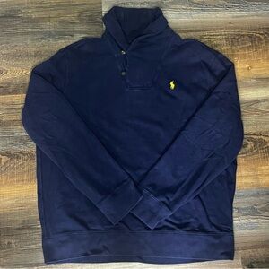 Polo Ralph Lauren Vintage Crewneck Pullover Shawl Collar Sweatshirt XXL Navy Men